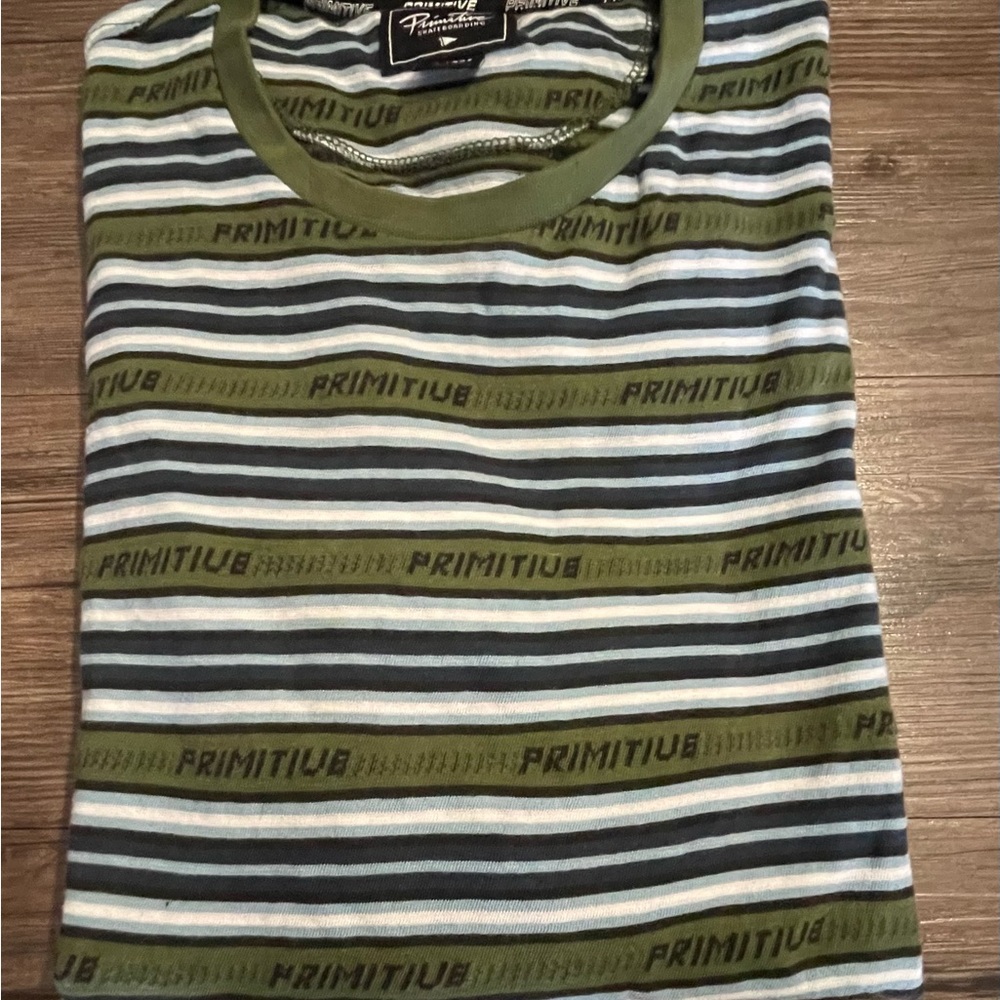 Primitive Men's Olive and Navy Striped Tee